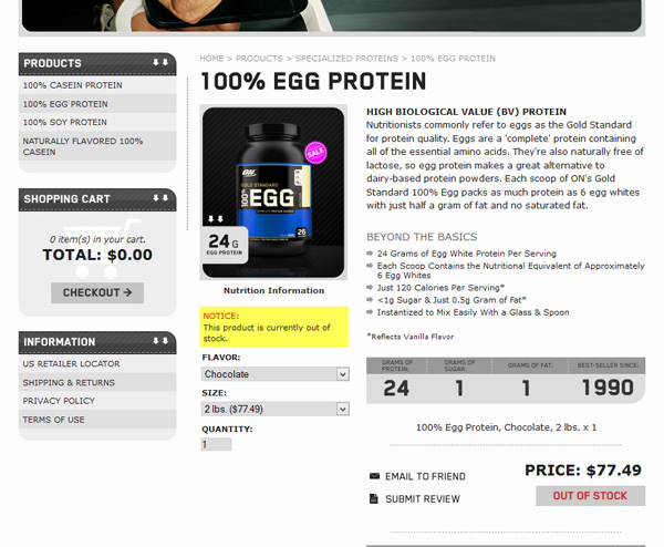 Optimum Nutrition 100% EGG Protein